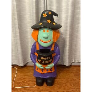 Vintage The Paper Magic Group "Happy Halloween" Foam Blow Mold 32" Witch Kitschy